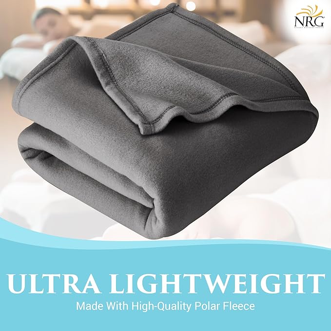 NRG Polar Fleece Blankets Fleece Massage Table Blanket - 60" x 86" - Grey - Ultra Soft, Warm & Comfortable - Lightweight Blanket Perfect for Most Massage Tables - Machine Washable