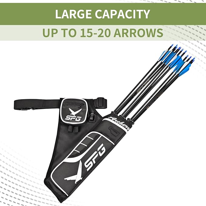 SPG Arrow Quiver Archery Hip Quiver, Durable Adjustable Waist Belt Three Arrows Tube for Arrow Storage Compound Bow Recurve Bow Accessories