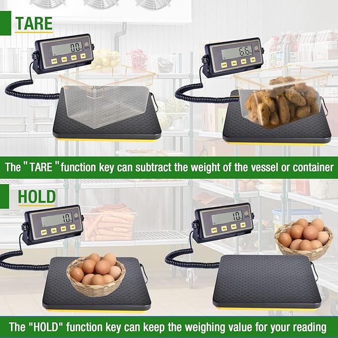 150lbs Commercial Scale Digital Receiving Scale with Anti-Slip Aluminum Platform, High Accuracy Food Scale with Hold/Tare/Auto-Off, Kitchen Scale with LCD Display for Restaurant/Cater-FlexoryFit