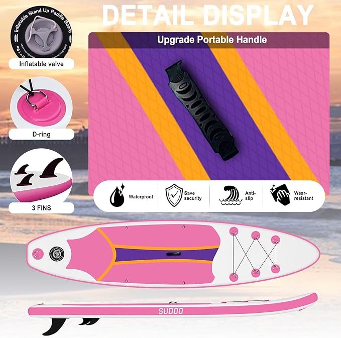 Inflatable Stand Up Paddle Board 10โx30โโ- Ultra-Light SUP with Backpack, Pump, Paddle, Coil Leash, 3 Fins, Repair Kit, Stable Design, Non-Slip EVA Deck for Adults & Youth