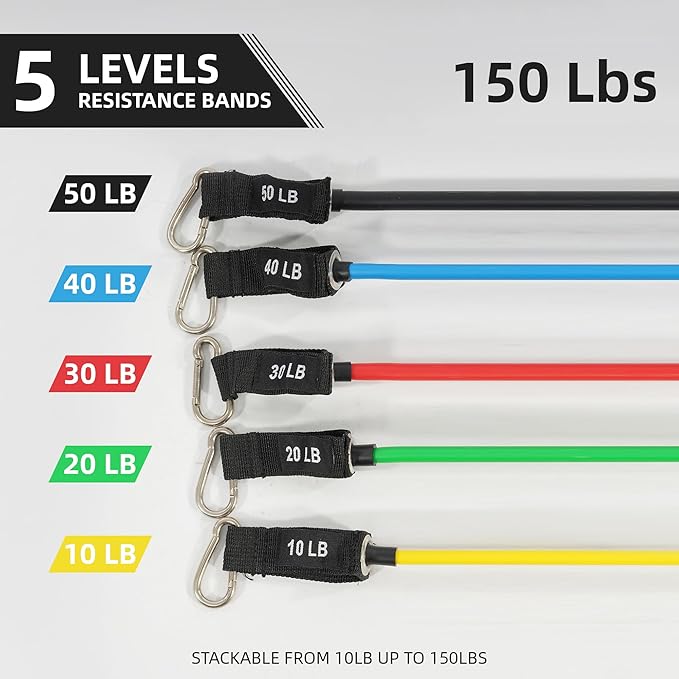 Resistance Loop Bands Set - 5-Level Exercise Bands for Home Fitness, Physical Therapy & Strength Training (10-50lbs)-FlexoryFit