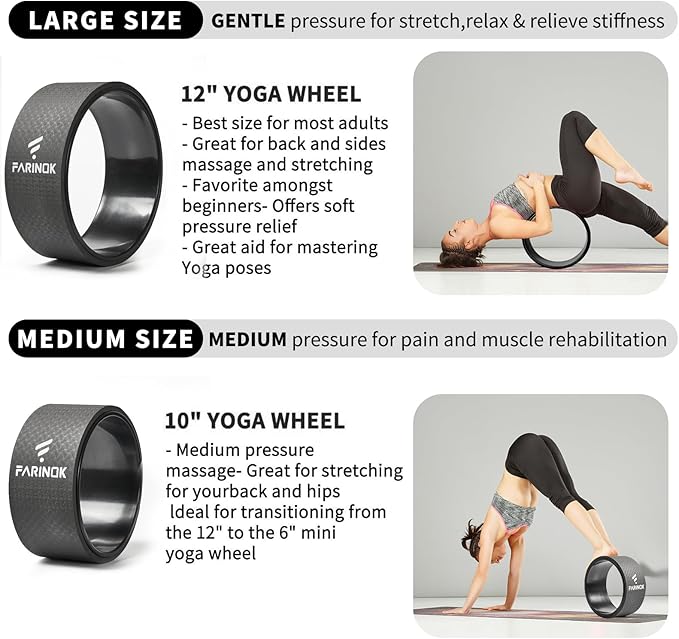 Yoga Wheel for Back Pain Relief, Back Roller Wheel with Extra Cushion, Wider & Thickest Foam, Stretches and Strengthens Core Muscles-FlexoryFit