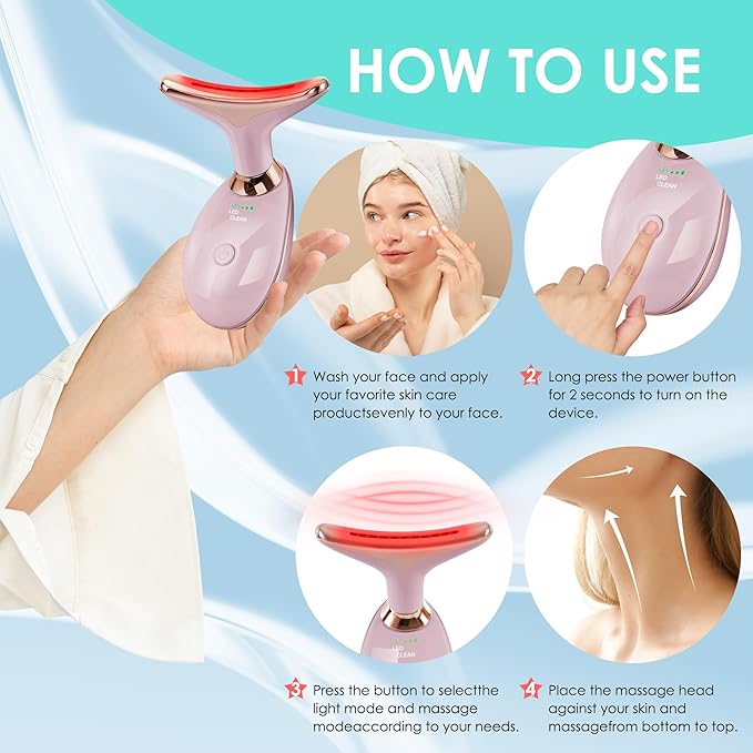 Facial Massager Red-Light-Therapy-for-Face and Neck, Face ๐ฒ culpting Wand with 7 Color - Birthday, Christmas, Mothers Day, Valentines Day Gifts for Her Women Mom Best Friend Wife Teacher (Rose Gold)
