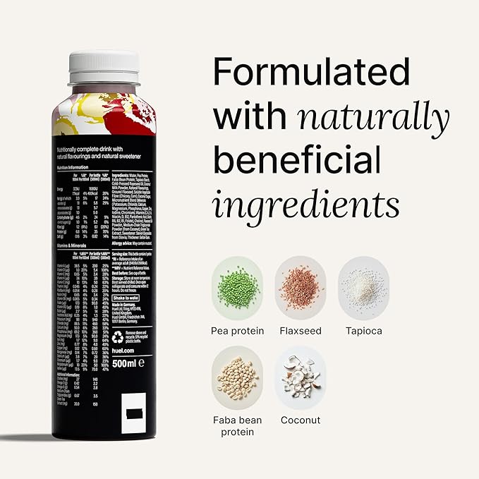 Huel Black Edition Ready-to-Drink | Strawberry Banana Meal Replacement Shake | 35g High Protein Drink | 27 Vitamins & Minerals, Vegan, Gluten Free | Plant Based | Low Sugar | 16.9 Fl Oz, 12 Pack-FlexoryFit