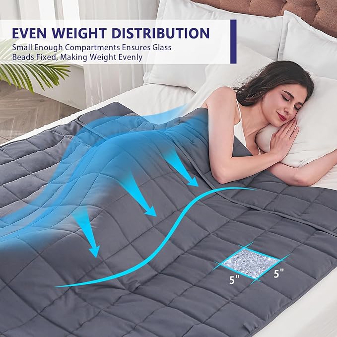 yescool Weighted Blanket for Adults (20 lbs, 60โ x 80โ, Grey) Cooling Heavy Blanket for Sleeping Perfect for 190-210 lbs, Queen Size Breathable Blanket with Premium Glass Bead, Machine Washable