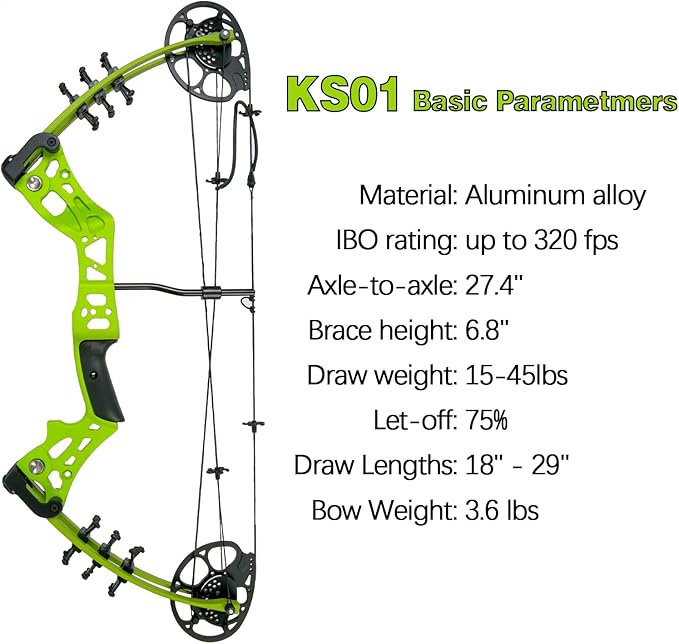 Youth Compound Bow Set 15-45 Lbs for Teens and Beginner, Package with Archery Hunting Equipment, Max Speed 260fps, Adjustable, Right Hand