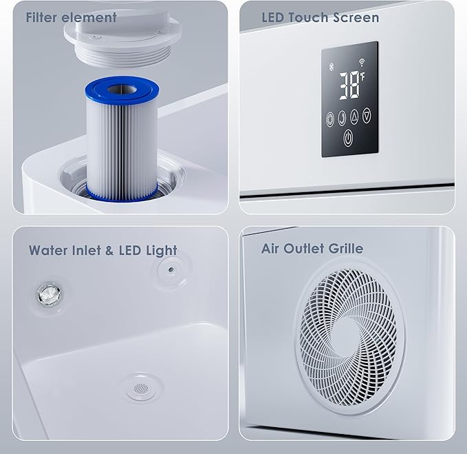 Deeptime Smart Cold Plunge Tub,Ice Bath with Built-In Chiller(Down to 38F),Smartphone Control,Whisper-Quiet,Spacious Design for Full-Body Recovery & Cold Therapy,White