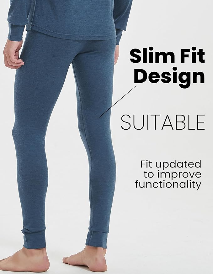Iguana Mens 100% Merino Wool Base Layer Sets for Ski Lightweight Thermal Underwear-FlexoryFit