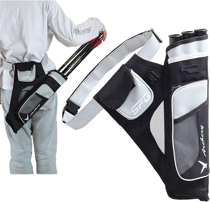 SOPOGER Archery Hip Quiver for Arrows - 3 or 4 Tube Bow Belt Quiver Waist Hanged for Youth Teens Adults Compound Bow Recurve Bow Target Shooting