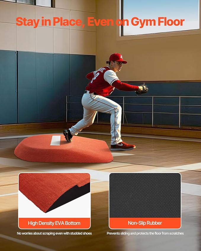 VEVOR Pitching Mound, Baseball Game Mound, Indoor/Outdoor Pitching Practice and Training Equipment, Softball Pitching Aids with Antifade Turf and Pitching Rubber