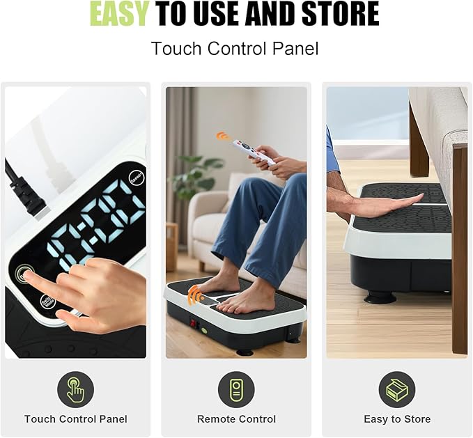 Homesy Vibration Plate Exercise Machine, Vibrating Plate for Lymphatic Drainage, Full Body Shaking Workout Fitness Platform Board, Sport Gym Equipment for Weight Loss Fat Burner for Women Men-FlexoryFit