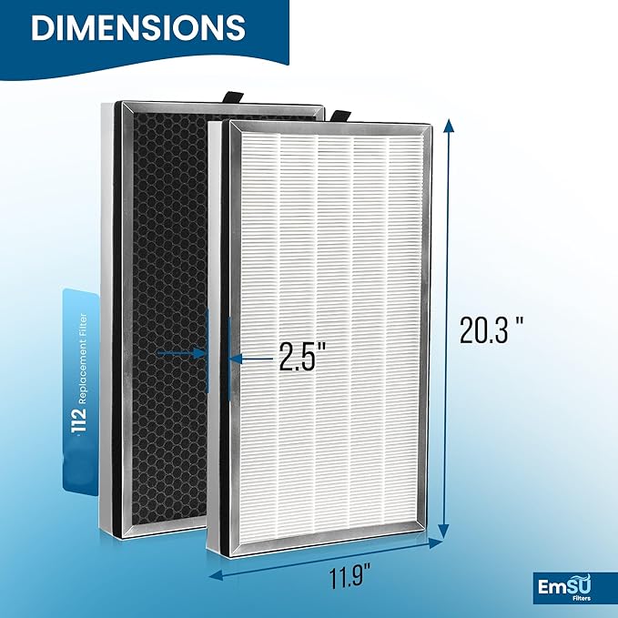 Replacement Filter, Compatible with 112 V2.0 Air Purifier,3 in 1 Pre-filter, H13 True HEPA Filter and Activated Carbon Filter, Pack of 2