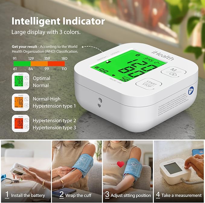 iHealth Track Smart Upper Arm Blood Pressure Monitor with Wide Range Cuff That fits Standard to Large Adult Arms, Bluetooth Compatible for iOS & Android Devices-FlexoryFit