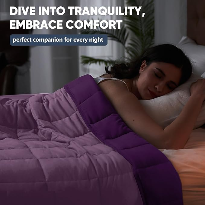 King Size Weighted Blanket for Adults (30 lbs, 80โ x 87โ, Purple) Cooling Heavy Blanket for Sleeping Perfect for 290-310 lbs, Breathable Blanket for Adults & Couple All Season, Machine Washable