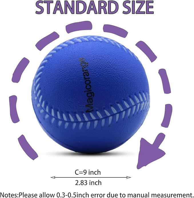Magicorange Baseball, Foam Baseballs 20 Pack Practice Training Baseballs Unmarked Baseball Soft Toss, Batting, Fielding, Hitting, Pitching-FlexoryFit