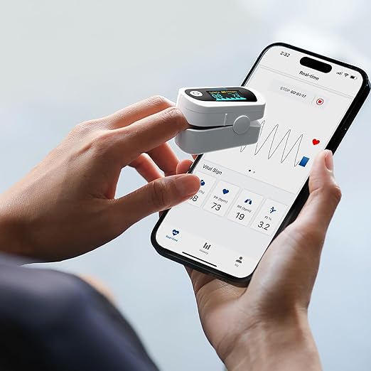 Innovo FSA/HSA Eligible iP900BP-B Fingertip Pulse Oximeter, Blood Oxygen Monitor with Free App, Plethysmograph, and Perfusion Index (with Bluetooth)-FlexoryFit