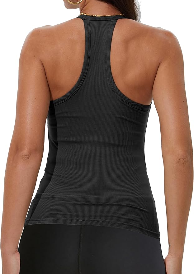 iGENJUN Workout Tops for Women Racerback Basic Tank Summer 2025 Camisole V Neck Slim Fit Ribbed Sleeveless-FlexoryFit