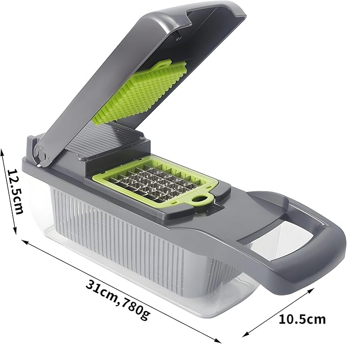 16-in-1 Vegetable Chopper & Slicer | Stainless Steel Mandoline Cutter with Onion Dicer, Grater, Spiralizer, Julienne Blades | Multifunctional & Manual Kitchen Tool I Lightweight & Easy To Use-FlexoryFit