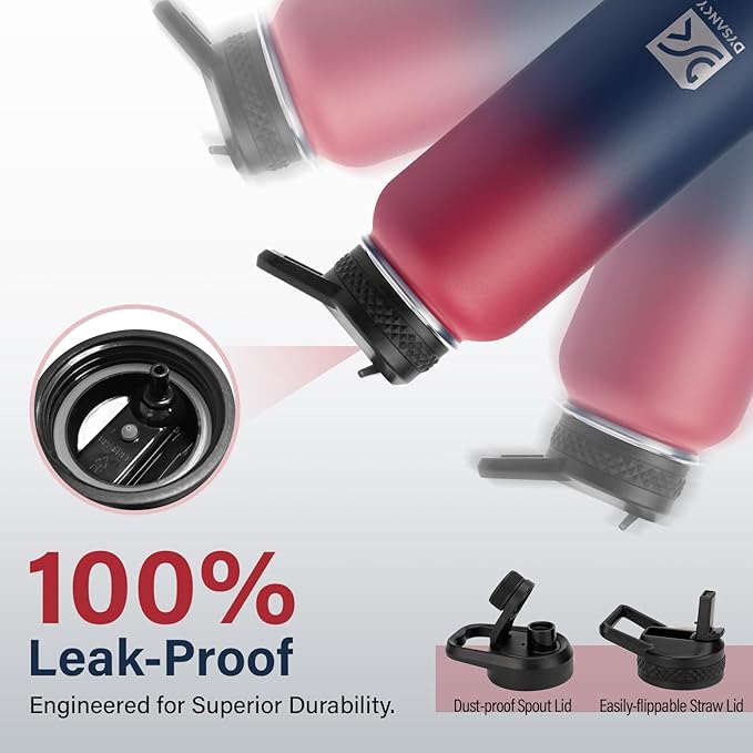 Insulated Water Bottle | Thickened Stainless Steel Vacuum Metal | Portable Sports Water Jug for Gym and Hiking with Straw, Carrier Bag, Handle Strap | BPA-Free 32 oz-FlexoryFit