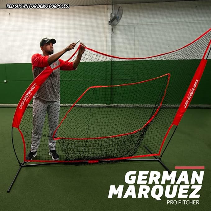 PowerNet Baseball Softball Practice Net 7x7 with Baseball Accessories for Practice Pitching, Batting & Fielding, Ball Caddy, Weighted Baseballs, Tee