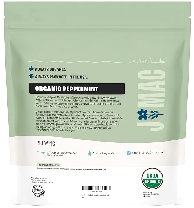 J Mac Botanicals Organic Peppermint Leaf Tea-FlexoryFit