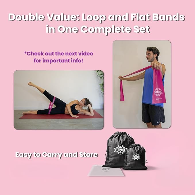 Resistance Bands for Women with Online Workouts Included - Set of Loop & Flat Bands | Ideal for Tone and Sculpt Body at Home, Pilates, Yoga or Rehab with Safe Guided Training-FlexoryFit