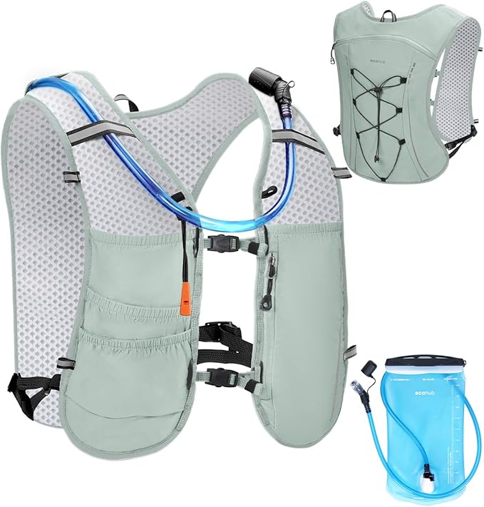 ECOHUB Running Hydration Vest Backpack,Lightweight Breathable Pack with 2L Water Bladder Bag Daypack for Hiking Trail Running Cycling Race Marathon for Women Men-FlexoryFit