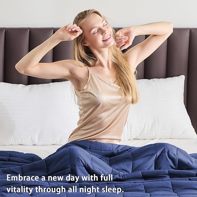 King Size Weighted Blanket for Adults (30 lbs, 80โ x 87โ, Navy & Blue) Cooling Heavy Blanket for Sleeping Perfect for 290-310 lbs, Breathable Blanket for Adults & Couple All Season, Machine Washable
