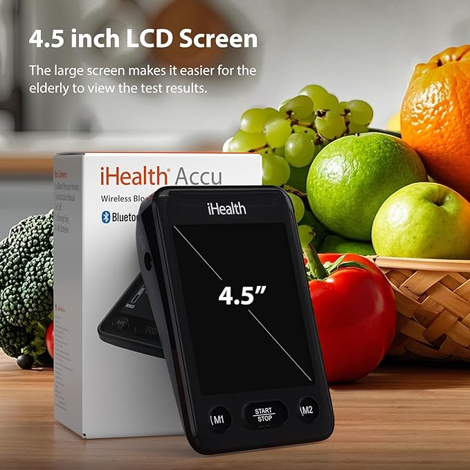 iHealth Accu Blood Pressure Monitor – 4.5" Large LCD, Clinically Accurate, Irregular Heartbeat Alert, Body & Cuff Detection, Bluetooth Sync, Adjustable Large 8.6"–17" Cuff– Easy for Seniors & Adults-FlexoryFit