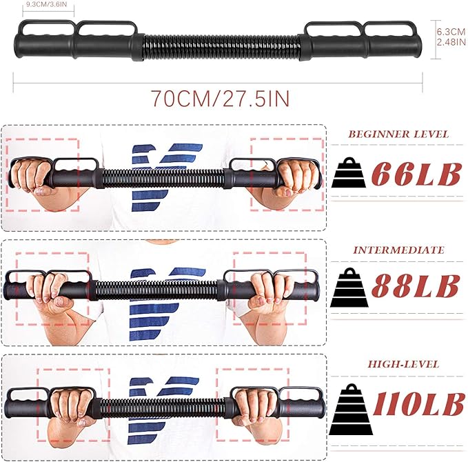 INNOLIFE Power Twister Bar, Adjustable Chest Expander, Upper Body Exercise Equipment for Chest Workout, Shoulder, Forearm, Bicep and Arm Strengthening Workout Equipment-FlexoryFit
