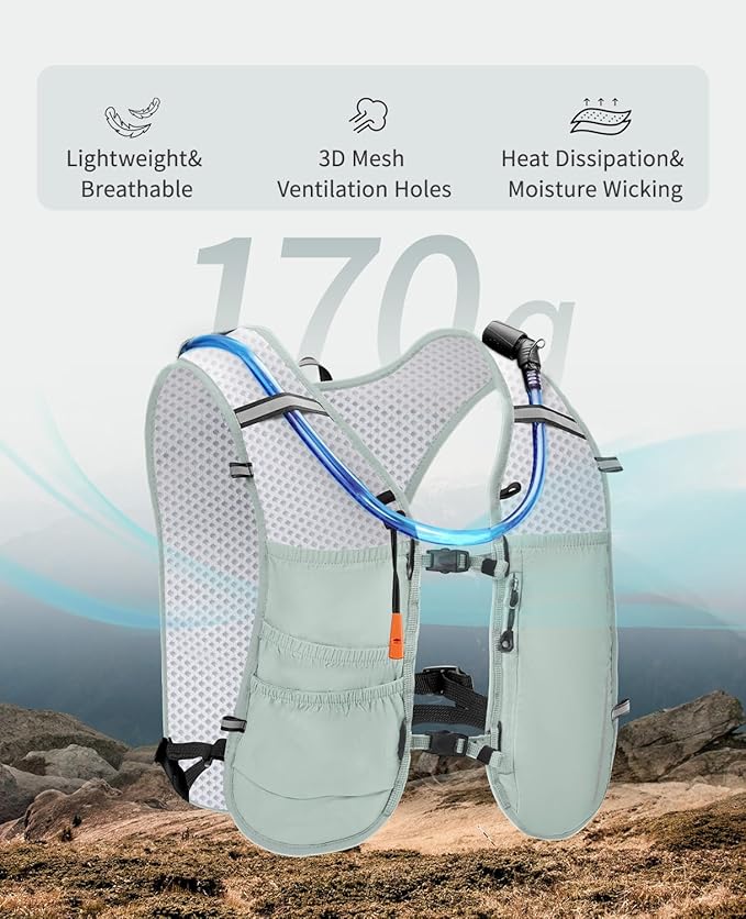 ECOHUB Running Hydration Vest Backpack,Lightweight Breathable Pack with 2L Water Bladder Bag Daypack for Hiking Trail Running Cycling Race Marathon for Women Men-FlexoryFit