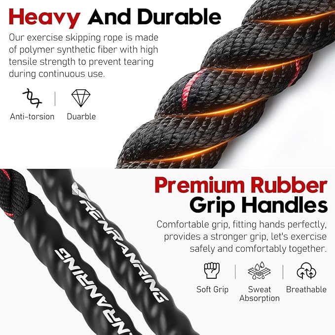 Weighted Jump Rope for Men and Women, 3lb 4lb 5lb Adult Heavy Skipping Rope, Jumprope for Fitness,Workout Equipment, Fitness Equipment for Home Gym Exercise,Improve Strength and Building Muscle-FlexoryFit