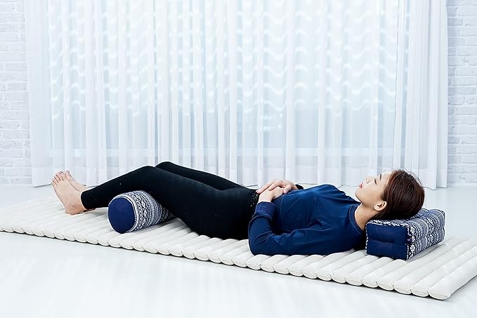 Leewadee Small Yoga Bolster – Shape-Retaining Cervical Neck Roll, Tube Pillow for Comfortable Reading, Kapok Filling, 22 x 6 x 6 inches-FlexoryFit