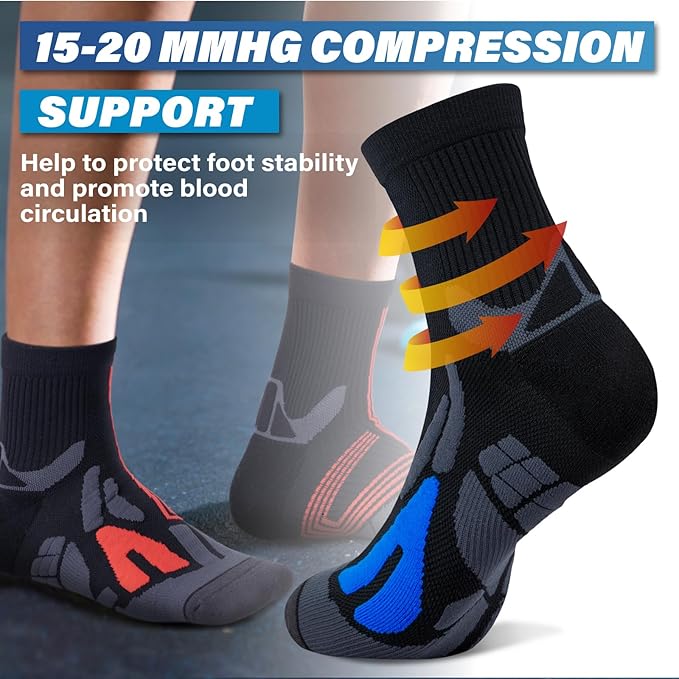 Hylaea Quarter Athletic Running Socks No Blister, Cushion Moisture Wicking Socks for Cycling Sport-FlexoryFit