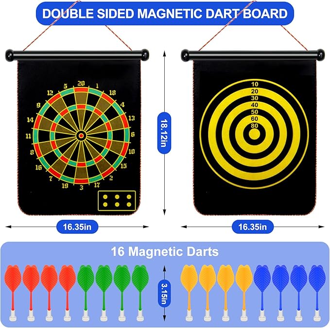 Magnetic Dart Board Outdoor Game Suitable for Children to Play Comes with 12 Darts Best Toys Gifts for Teenage Boys Girls Age 5 6 7 8 9 10 11 12 Years (12 in)