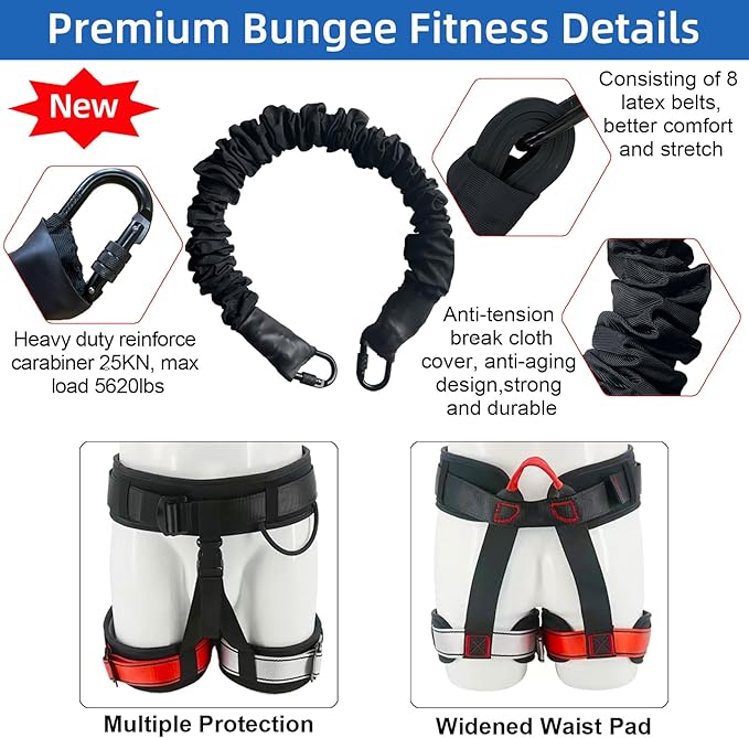 PRIOR FITNESS Bungee Fitness Equipment Set Casual Latex Cord Resistance Bands Dance Rope Exercise at Home Gym Suspension Trainer Professional Training Equipment-FlexoryFit