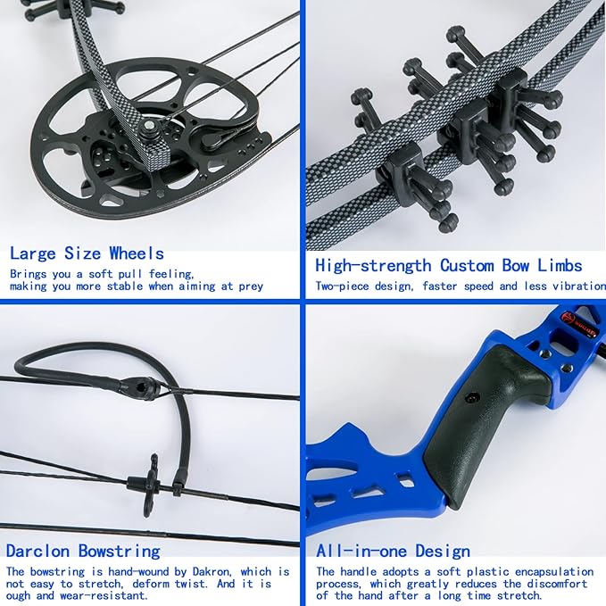 Youth Compound Bow Set 15-45 Lbs for Teens and Beginner, Package with Archery Hunting Equipment, Max Speed 260fps, Adjustable, Right Hand