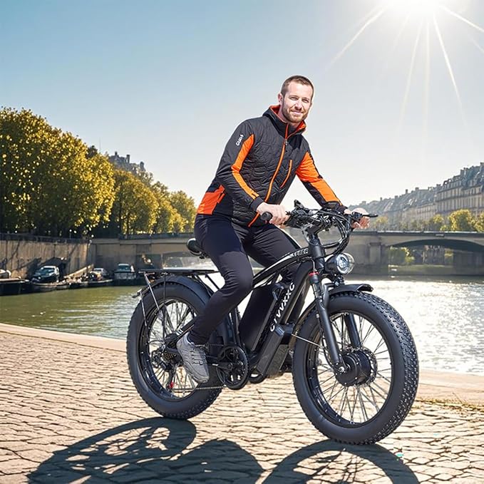 6000W Dual Motor Ebike for Adults 46MPH,210NM Fast Electric Bike,52V 34AH(1768Wh) Up to 105 Miles Long-Range Ebike,24" Fat Tire Dirtbike,Lockable Suspension Electric Bicycle for Off-Road Mountain Snow