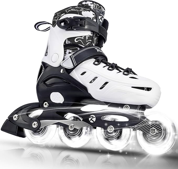 Inline Skates for Kids and Adult, Adjustable Fun Illuminating Skates for Girls, Boys, Women and Men Outdoor and Indoor, Beginner-FlexoryFit