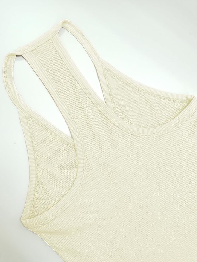 iGENJUN Workout Tops for Women Racerback Basic Tank Summer 2025 Camisole V Neck Slim Fit Ribbed Sleeveless-FlexoryFit