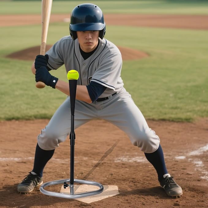 Portable Baseball Tee, Adjustable Batting Tee for Baseball/Softball/Tee Ball, 20"-26" Height, Weighted Base for Stability, Hitting Tee for Kids/Youth, Training Equipment for Baseball Practice