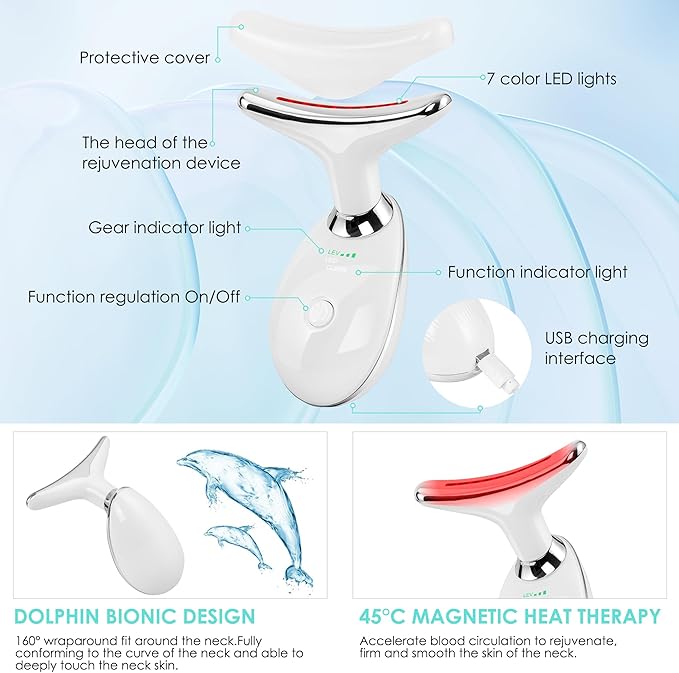 Facial Massager Red-Light-Therapy-for-Face and Neck, Face ๐ฒ culpting Wand with 7 Color (Light White)