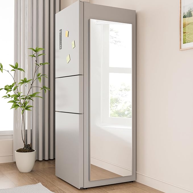63"x20" Magnetic Mirror Lightweight Full-Length Mirror | Strong Adhesion, Easy Installation | Suitable for Refrigerators, Glass Walls, Wooden Doors, and More | 2.8LBS Ultra-Strong Support, White-FlexoryFit