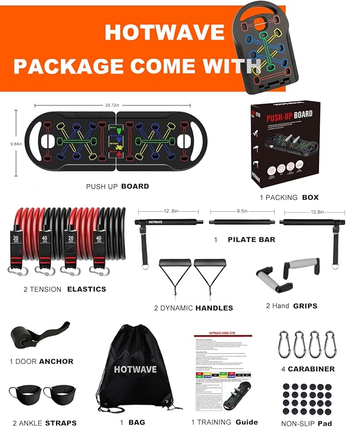 HOTWAVE Push Up Board Fitness, Portable Foldable 20 in 1 Push Up Bar at Home Gym, Pushup Handles for Floor. Professional Strength Training Equipment For Man and Women,Patent Pending-FlexoryFit