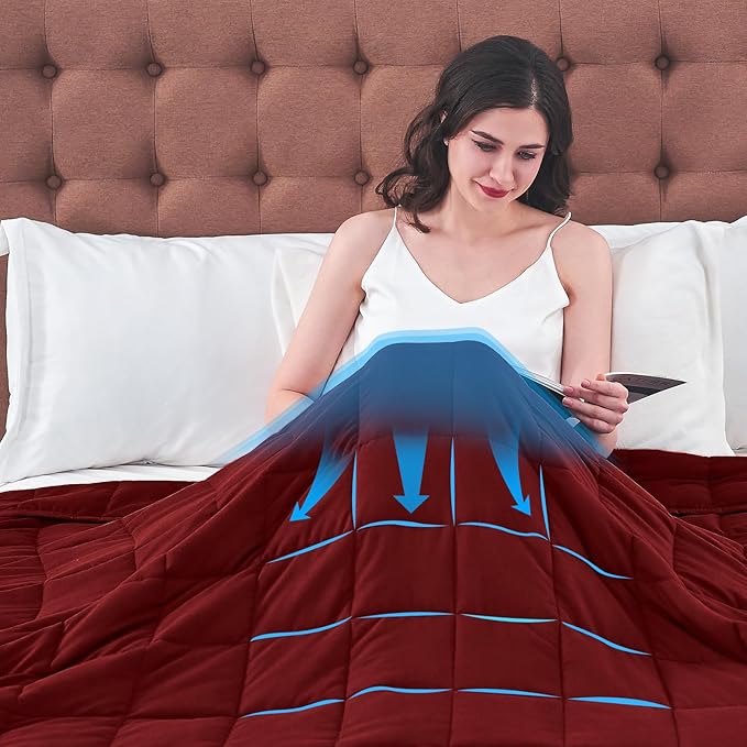 King Size Weighted Blanket for Adults (30 lbs, 80โ x 87โ, Red) Cooling Heavy Blanket for Sleeping Perfect for 290-310 lbs, Breathable Blanket for Adults & Couple All Season, Machine Washable