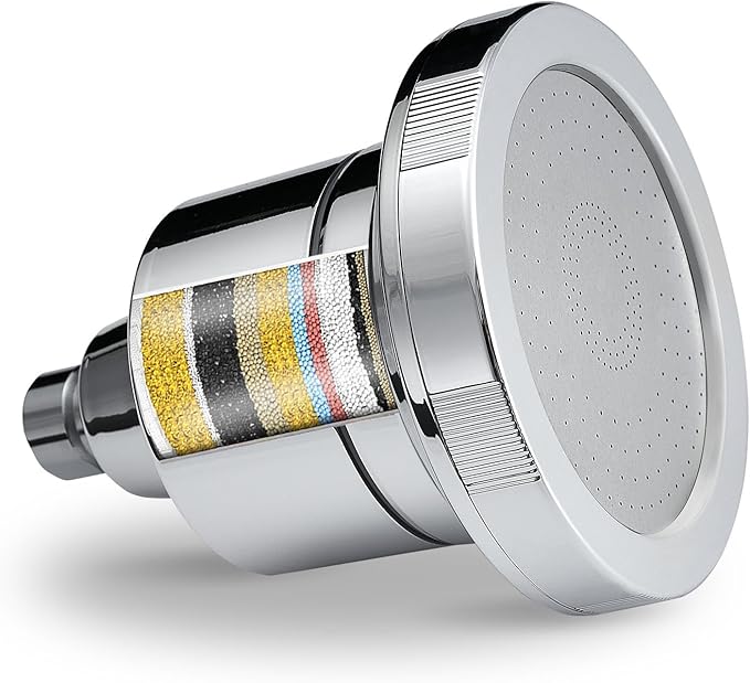 Voolan Filtered Shower Head - 20 Stage Luxury Rain Shower Filter For Hard Water for Remove Chlorine and Harmful Substances - 4.5" Round High Pressure Rainfall Showerhead (Chrome)
