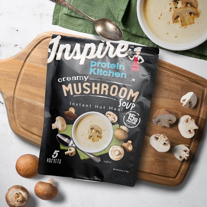 Inspire Creamy Mushroom 15g Protein Instant Soup by Bariatric Eating (5 Packets)-FlexoryFit