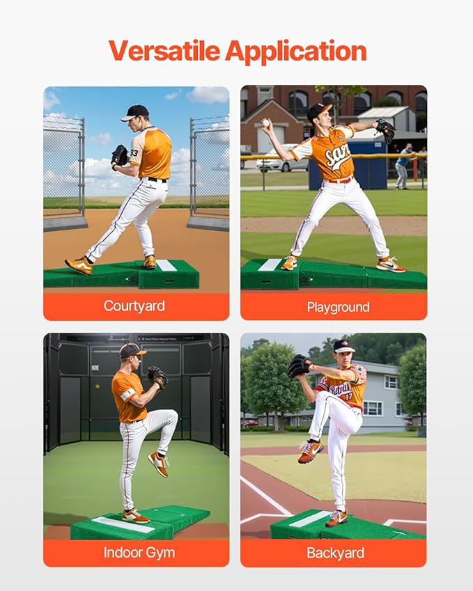 VEVOR Pitching Mound, Baseball Game Mound, Indoor/Outdoor Pitching Practice and Training Equipment, Softball Pitching Aids with Antifade Turf and Pitching Rubber
