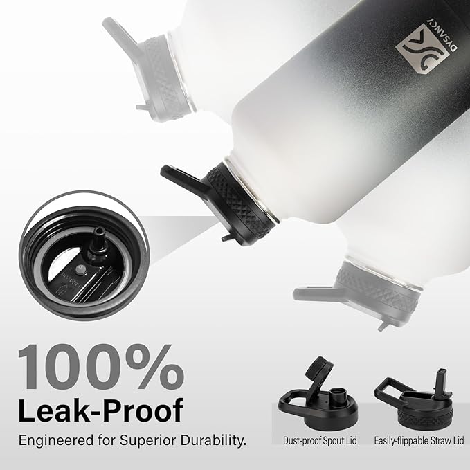 Insulated Water Bottle | Thickened Stainless Steel Vacuum Metal | Portable Sports Half Gallon Large Water Jug for Gym and Hiking with Straw, Carrier Bag, Handle Strap | BPA-Free 64 oz-FlexoryFit
