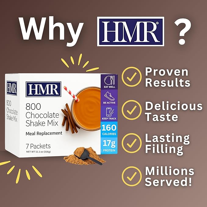 HMR 800 Shake Meal Replacement Mix | Chocolate Shake Powder to Support Healthy Weight Loss | 17g of Protein | Easy to Make | Low Calorie Food | 7 Servings-FlexoryFit